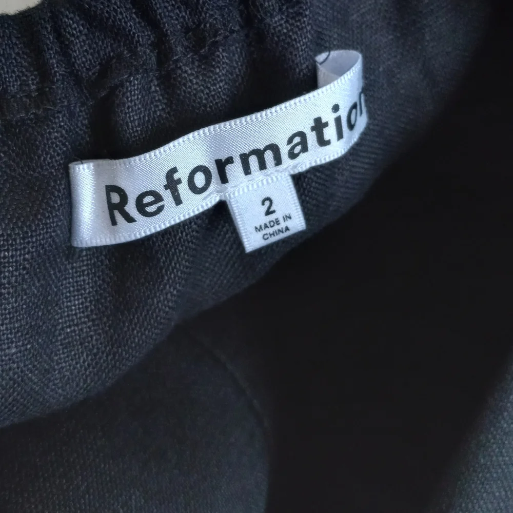 Reformation Linen Wide Leg Autumn Jumpsuit Black 2